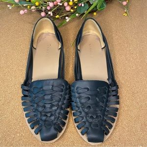 Like new NISOLO Huarache Leather Slip Sandals Black Size 7.5